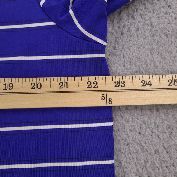 Ralph Lauren RLX Polo Shirt Mens Large Blue Striped Golf Casual Logo - Picture 12 of 14